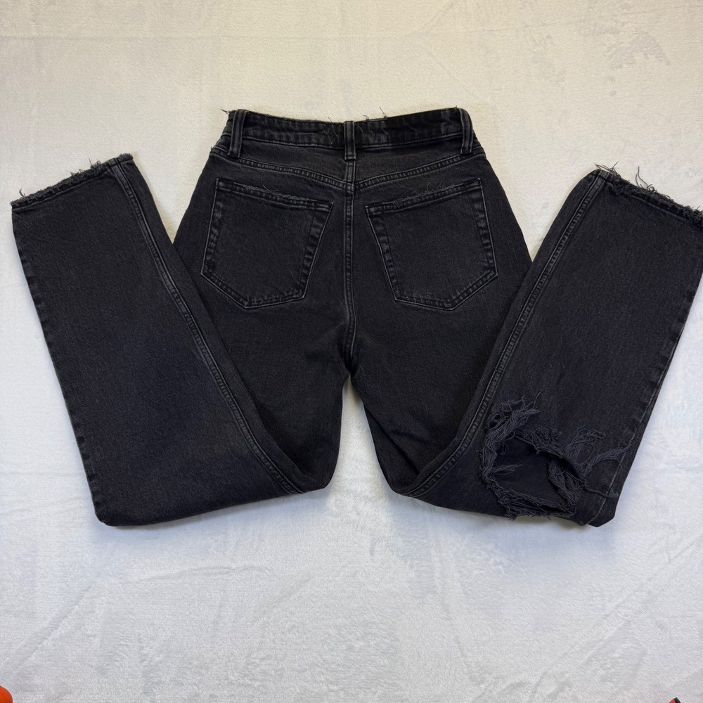 Abercrombie &‎ Fitch The Dad High Rise Curve Love Distressed Black Jeans 26 2S